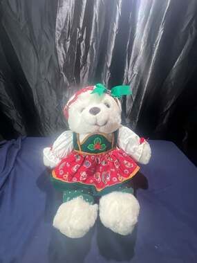 Vintage 1995 Kmart Santa's Magical Toy Shop Christmas Plush Girl Teddy Bear